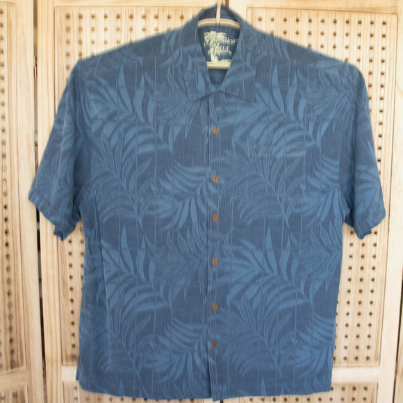Jamaica Jaxx Blue Silk Tropical Hawaiian Button Up Shirt Mens SIZE XXL - Picture 1 of 8
